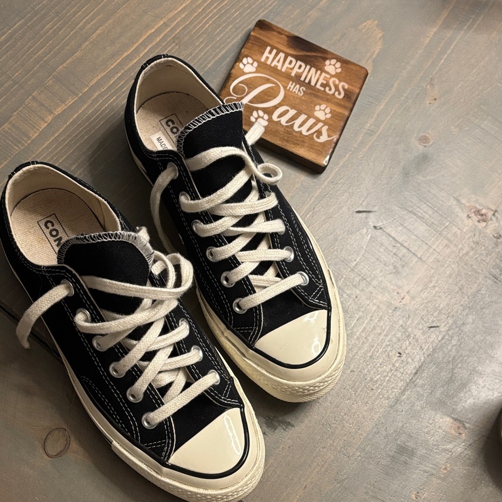 Converse Black and Cream Canvas Shoes - Chuck Taylor low Top
